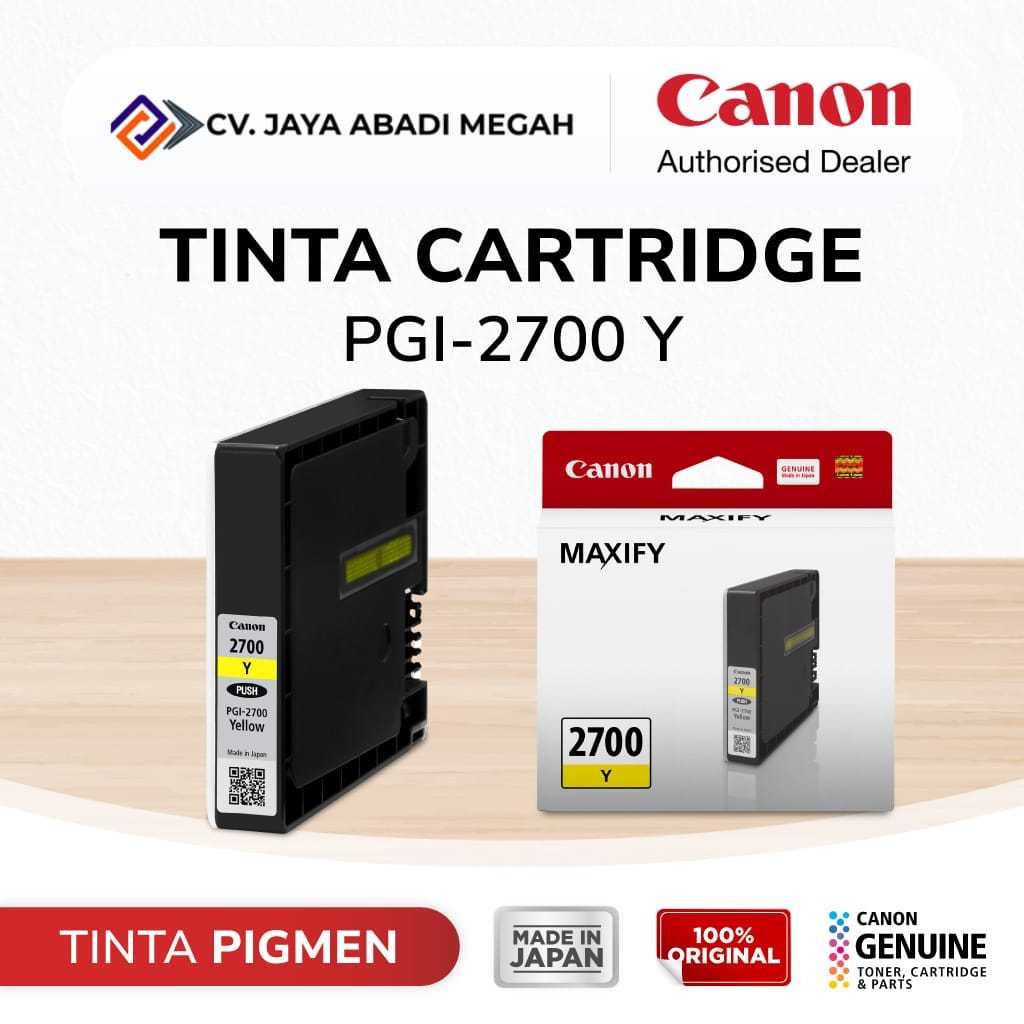 Canon PGI 2700 Yellow Tinta Original - Tinta Canon MAXIFY iB4170 MB5170 MB5470 - Tinta Cartridge Kat