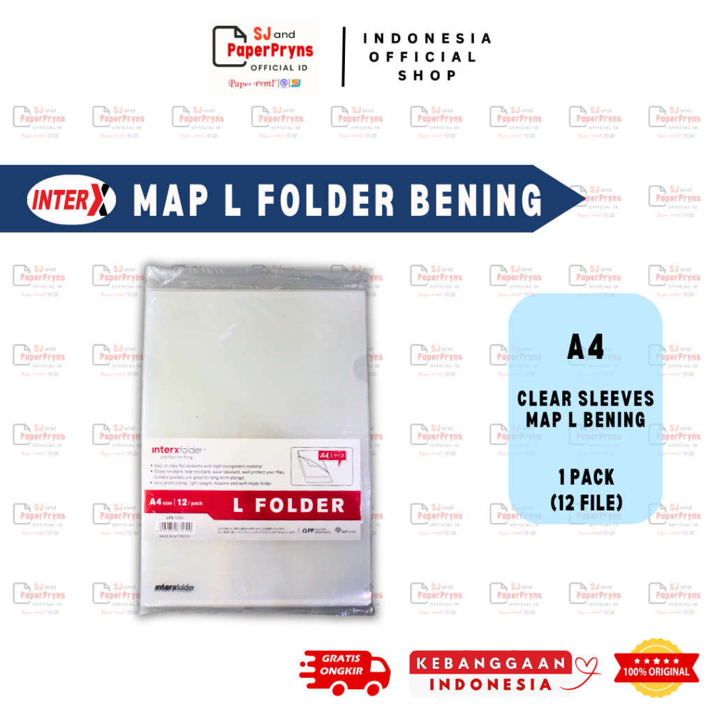 

Map L Folder Bening InterX A4 / Plastik Folder Transparan A4 [1 PACK ISI 12]