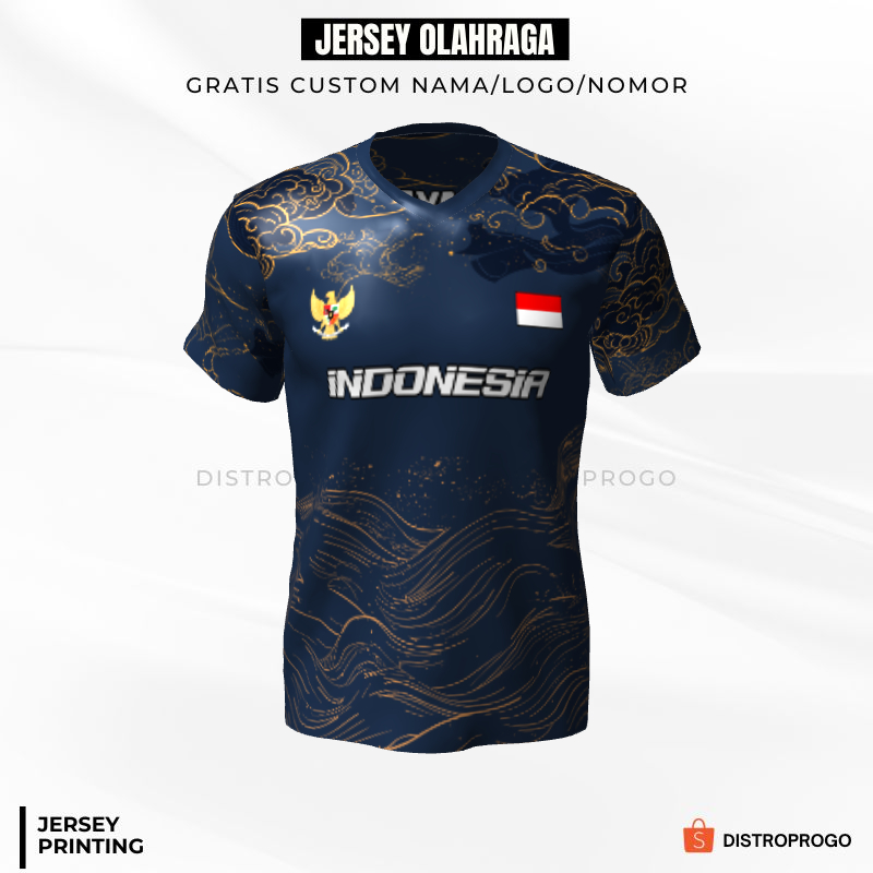 Kaos Jersey Futsal Biru Motif Abstrak Ombak 259 - Jersey Olahraga Full Printing