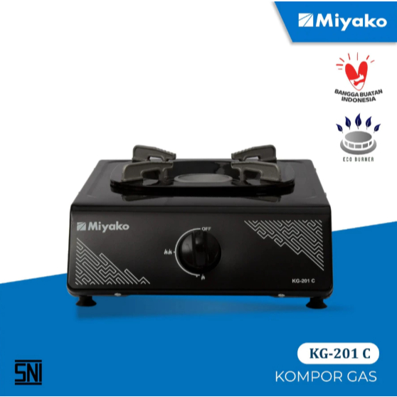 Kompor Gas Miyako KG201C - 1 Tungku Minimalis - Black Coating / KG201SE Body Stainless / KG11C