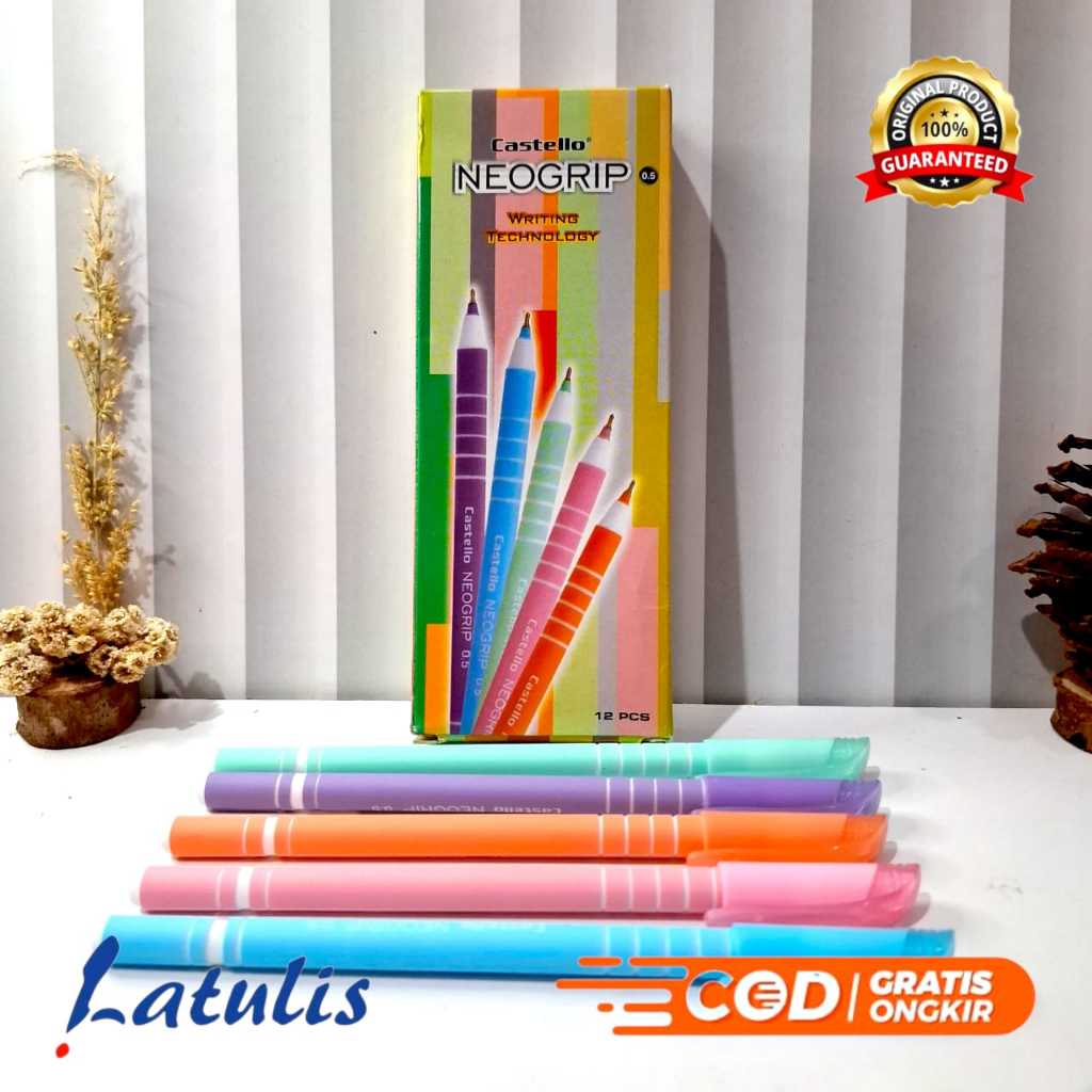 

(1pack)Pulpen Bolpen Bolpoint Standard Castello Neogrip Anti Macet