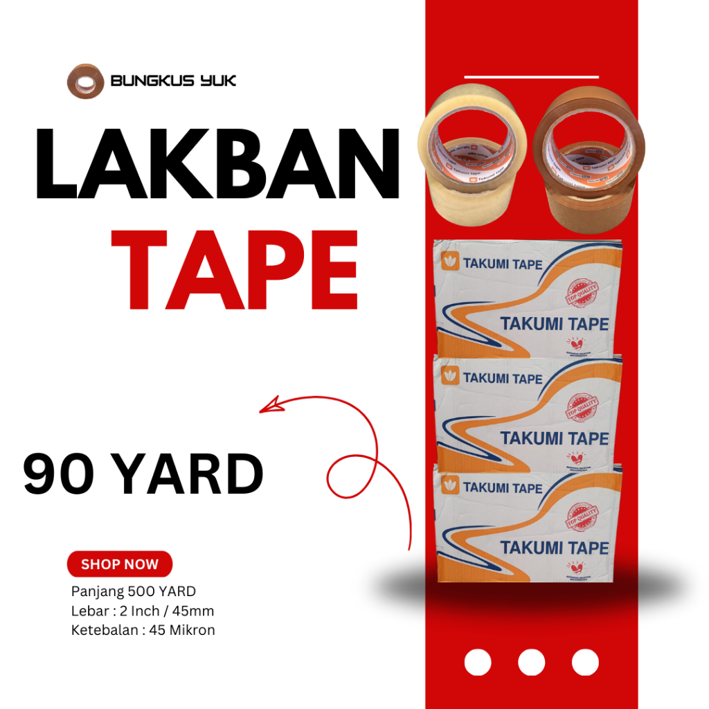 

LAKBAN TAKUMI 90YARD 2INCH 45mm 45mc BENING COKLAT TEBAL (1 DUS)