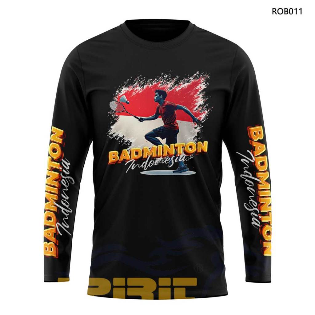KAOS BADMINTON LENGAN PANJANG,BAHAN KATUN DAN DESAIN BISA DIREQUEST