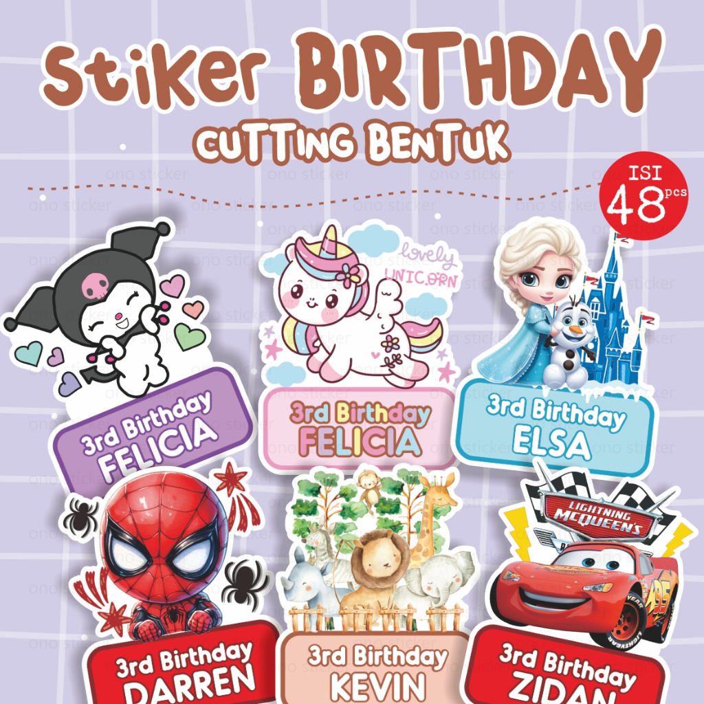 

Stiker Ulang Tahun Anak | Stiker Birthday Cutting Bentuk Souvenir