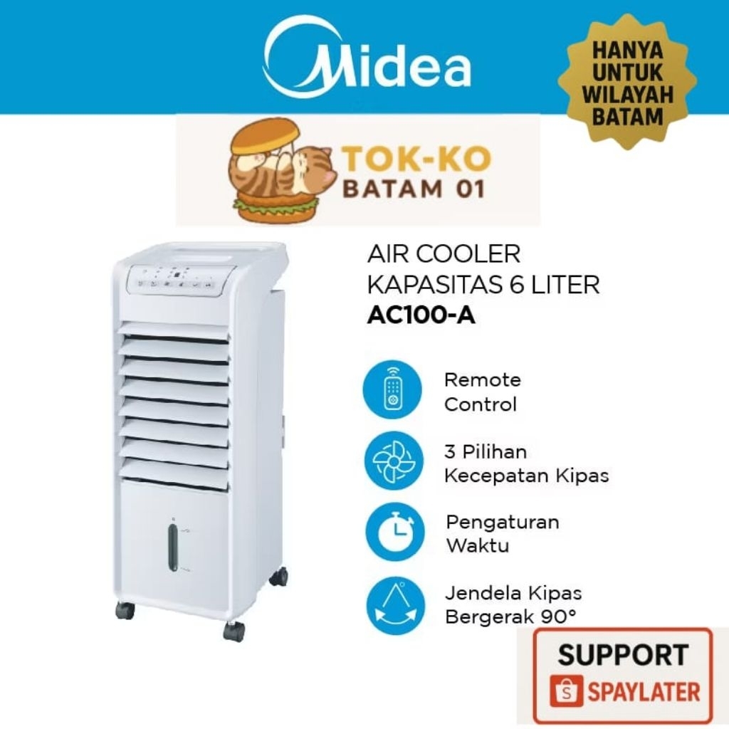 MIDEA AIR COOLER 6 LITER AC100-A WHITE / BLACK GARANSI - BATAM