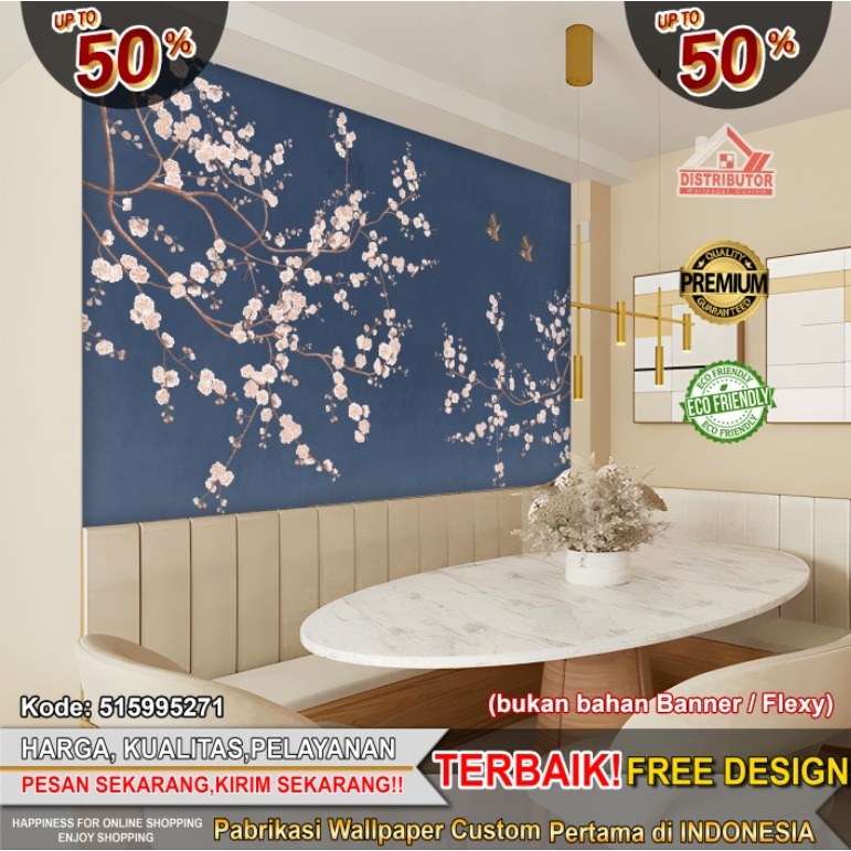 Wallpaper Custom 3D Chinoiseries | Aesthetic | Wallpaper Request Gambar | Wallpaper Kamar Tidur | Wa
