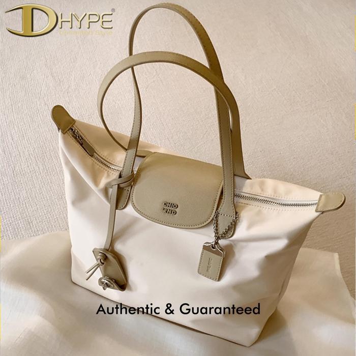 CHIO 2ND NYLON LARGE SHOULDER BAG BEIGE 100% ORIGINAL