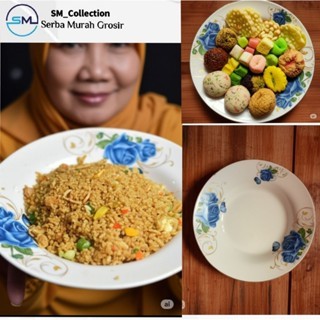 piring makan keramik/piring kaca bening/piring ceramic estetik/dinner plate/piring dinasty 9 bunga k