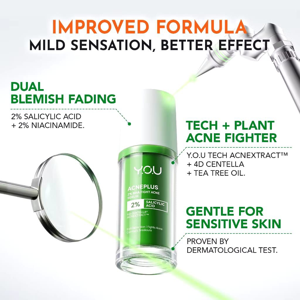 YOU AcnePlus 2% BHA Fight Acne Serum Serum Jerawat Kulit Berminyak Berjerawat ...