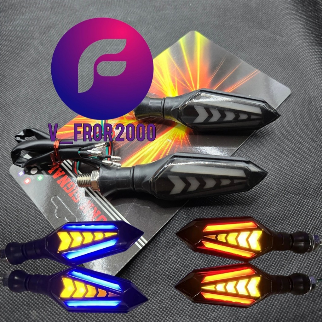 bisa cod 2 lampu sein variasi led running 2 sisi sen panah sein vixion,klx,crf,cbr150,vario,mx king