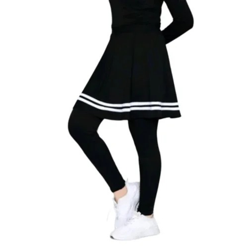 HAWKSTORE - Legging Rok Olahraga Stripe Putih Wanita | Skirt Sport Jogging Renang Sepeda Lari Zumba 