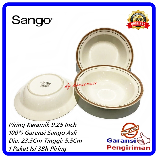 Piring Sango Piring Makan Keramik Sango Piring Jadul 9.25 Inc Cekung ( Harga 3 Pcs )