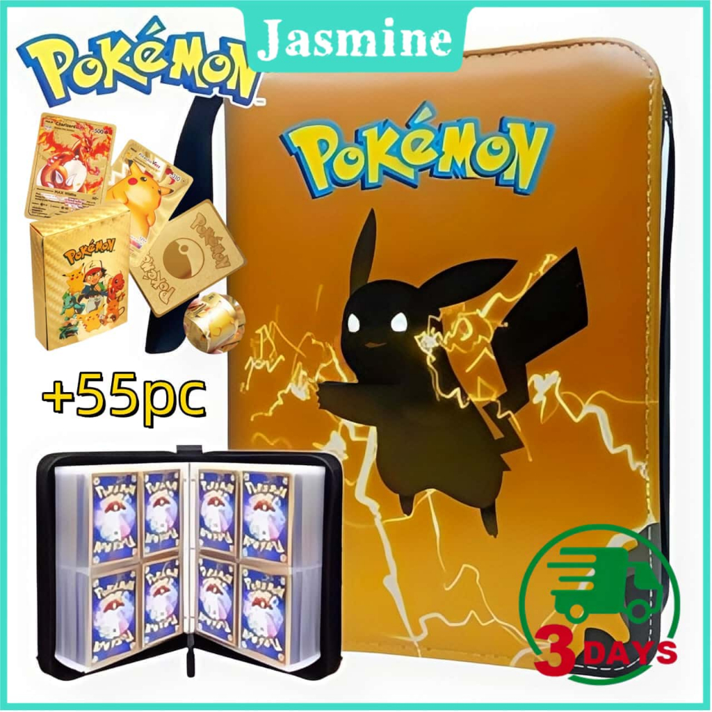 

400PCS Buku Album Kartu Pokemon Kartu Game Pokemon Cards Holder Album Box Pokemon Anime Game Binder Zipper Album Book Baokemeng Folder Kids Toys