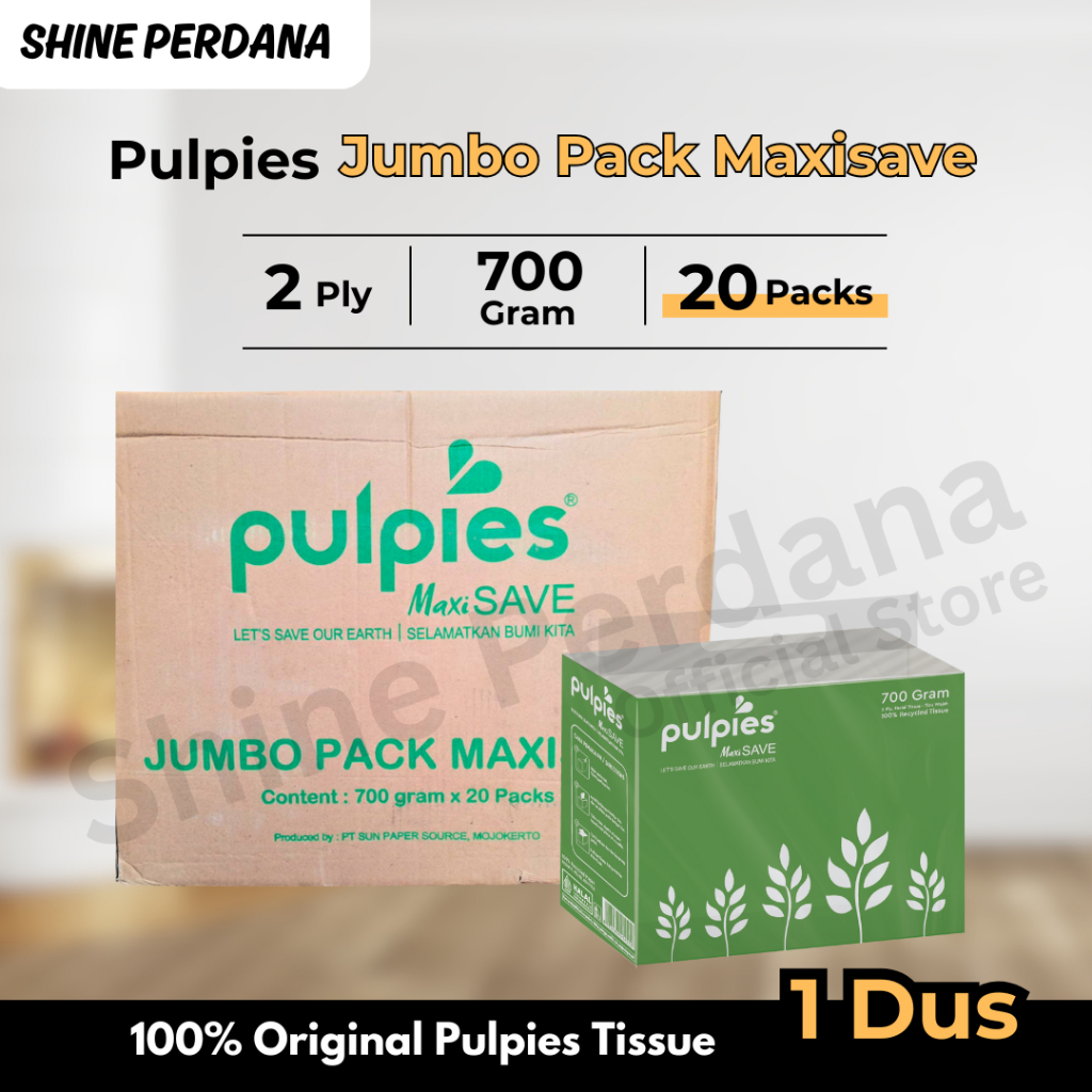 GROSIR MURAH 1 Dus Isi 20 packs Tissue PULPIES Jumbo Pack Maxisave 700 Gram