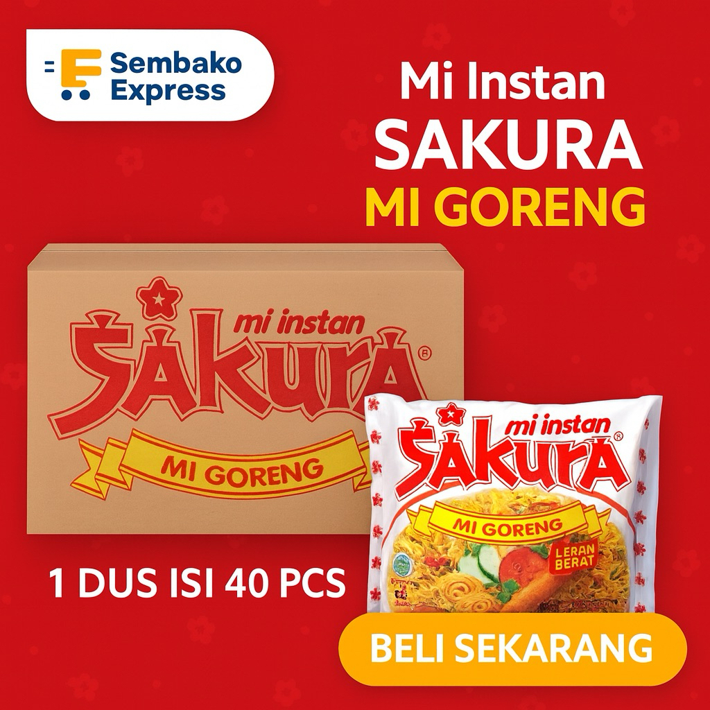 

Mie Instan Sakura Mi Goreng 1 Dus (60g x 40 pcs) – Gurih Lezat Ekonomis