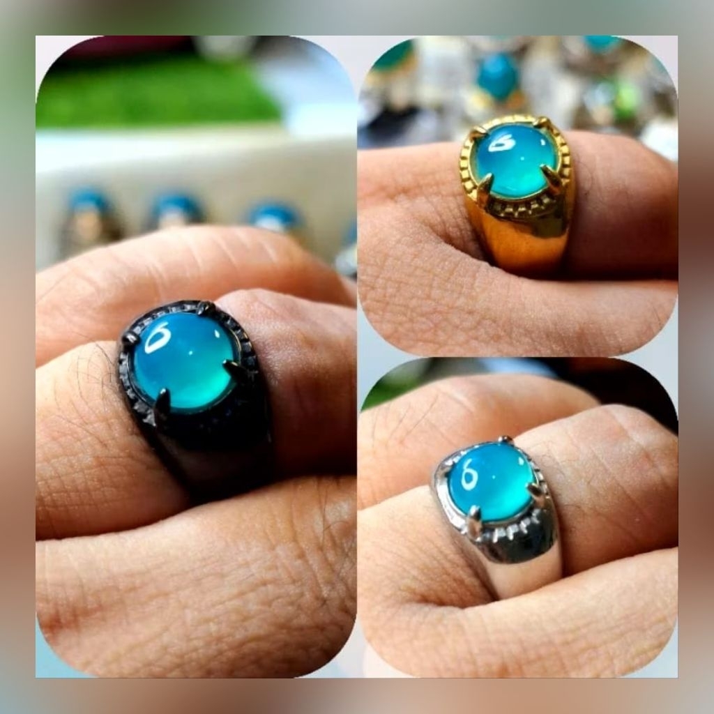 CINCIN BATU BACAN PALAMEA CRYSTAL SUPER ORIGINAL | SIZE KANTORAN | RING TITANIUM ANTI KARAT