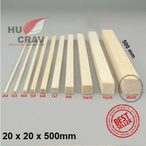 Kayu Balsa Stik 20x20x500 / 2x2x50cm Kayu Balsa Kerajinan / Kayu Balsa