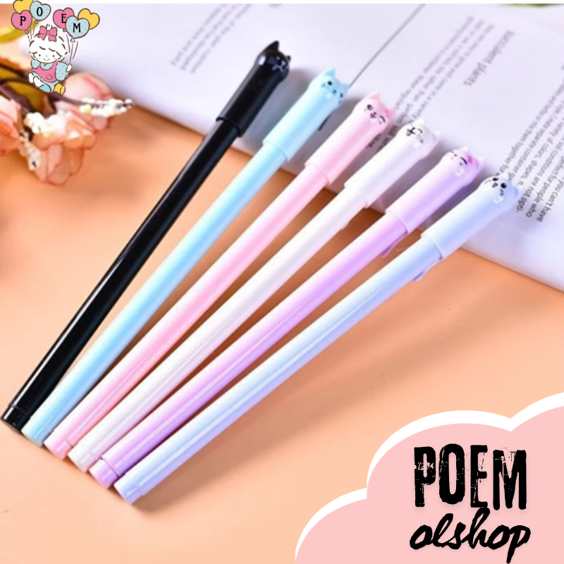 

PNG004 Pulpen Karakter Meow Kucing Lucu Pulpen Karakter Gel Imut Pulpen Gel Pena Murah Pen Gel 0.5mm