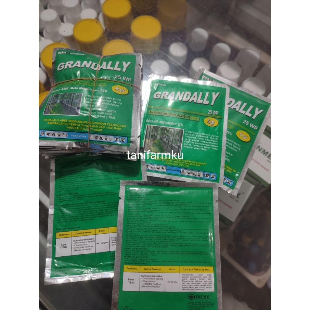 Herbisida Grandally 25 WP 5gr - Obat Rumput Padi Sawah & Teki Tekian - Pembasmi Biji Rumput Liar Pal