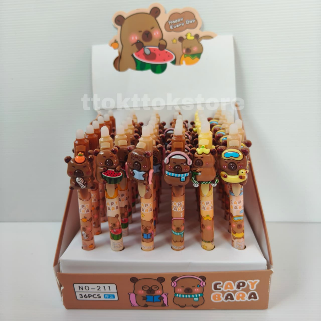 

PULPEN GEL CETEK CAPYBARA KARAKTER/PULPEN GEL CETEK LUCU/PULPEN LUCU BISA DIHAPUS CAPYBARA