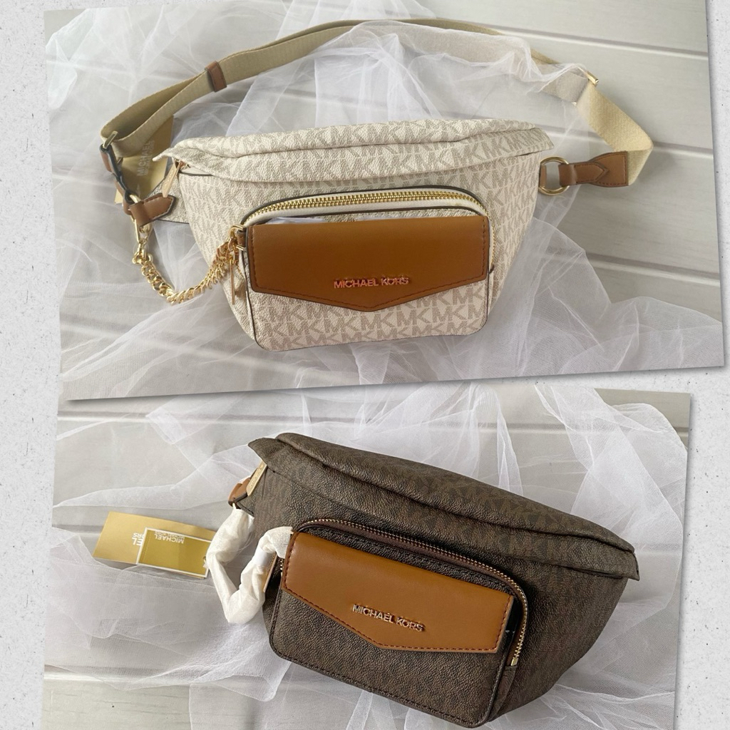 mk tas pinggang wanita original maise large waistbag beltbag signature