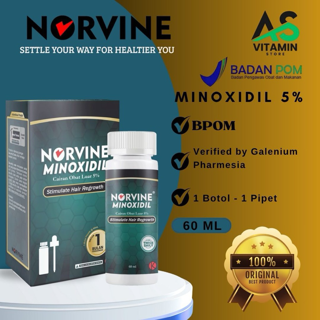 Norvine Minoxidil 5% Penumbuh Rambut Brewok  BPOM ORIGINAL