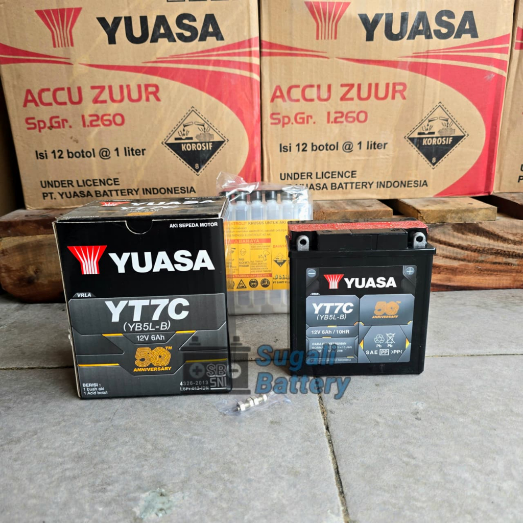 Aki Yamaha FIZR, Jupiter Z Burhan MX Old, Vega R ZR, Crypton YUASA YT7C MF Aki Kering 12V 6Ah