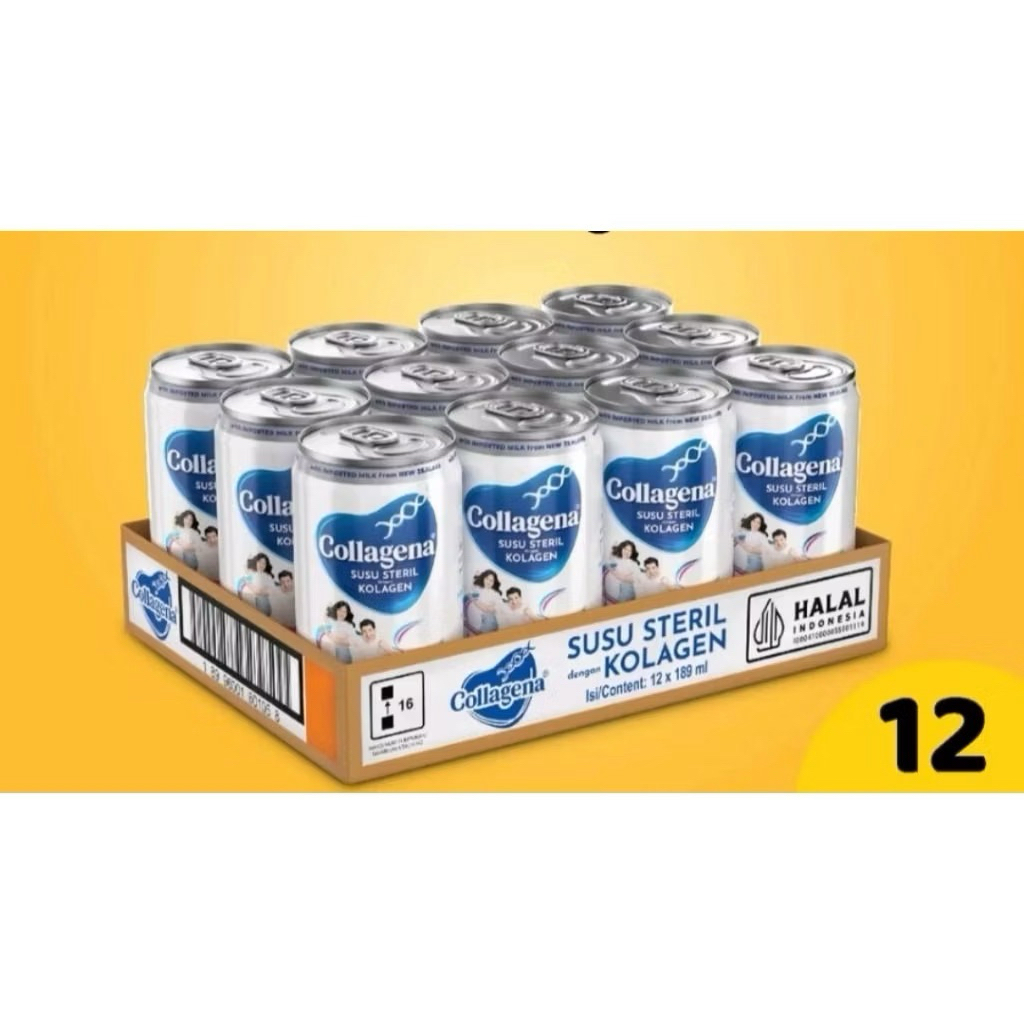 

Collagena Susu steril dengan kolagen Susu awet muda 1Dus isi 12kaleng x 189ml