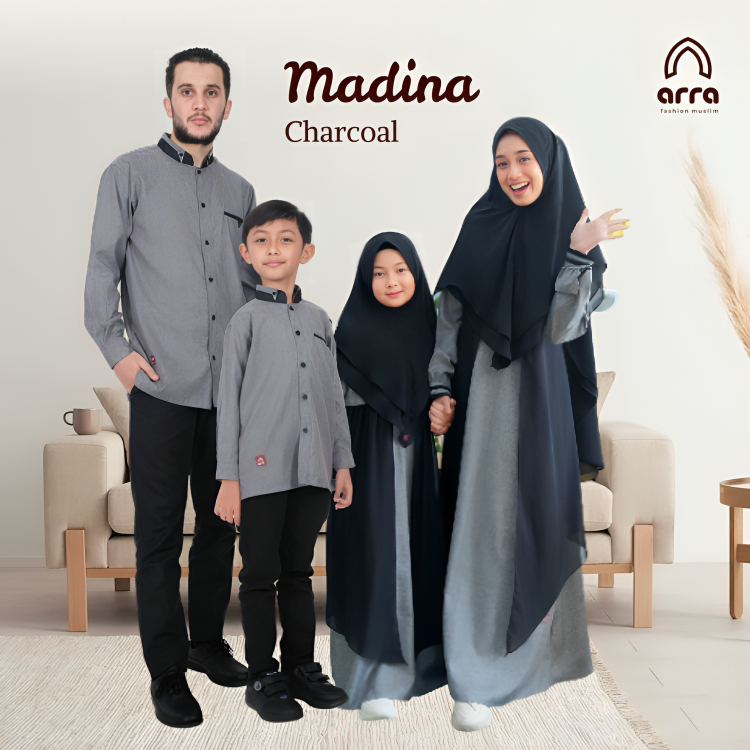 SARIMBIT ARRA - Baju Muslim Couple Keluarga - Koko Gamis Kapel Ayah Ibu Anak Laki Perempuan XXL XXXL