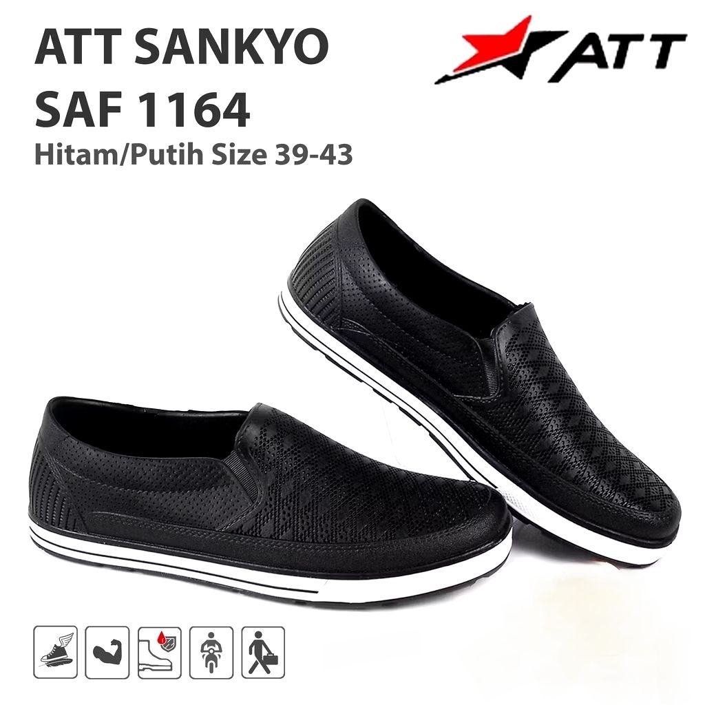 Sepatu Pantofel Karet ATT SAF 1164 Hitam - Putih