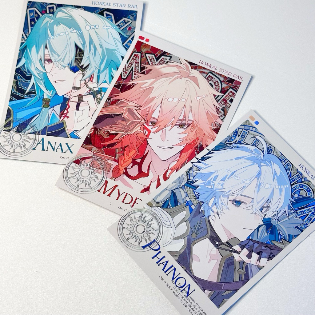 

[HSR Fanmerch] Trio Amphoreus Postcard - Phainon, Mydei, Anaxa