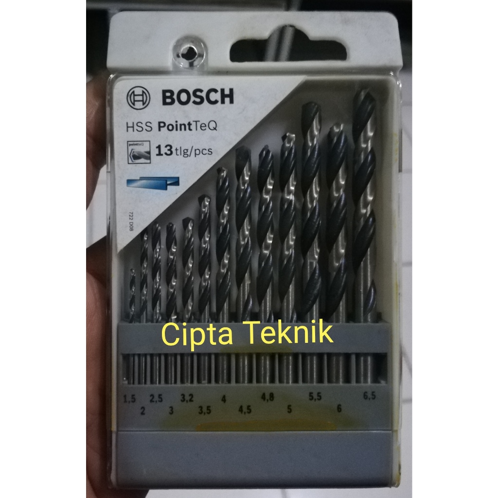 Mata Bor Besi Bosch Asli Set 13Pcs Metal Drill Bit set 13 pcs HSS-R Standar DIN 388 isi dalam kemasa