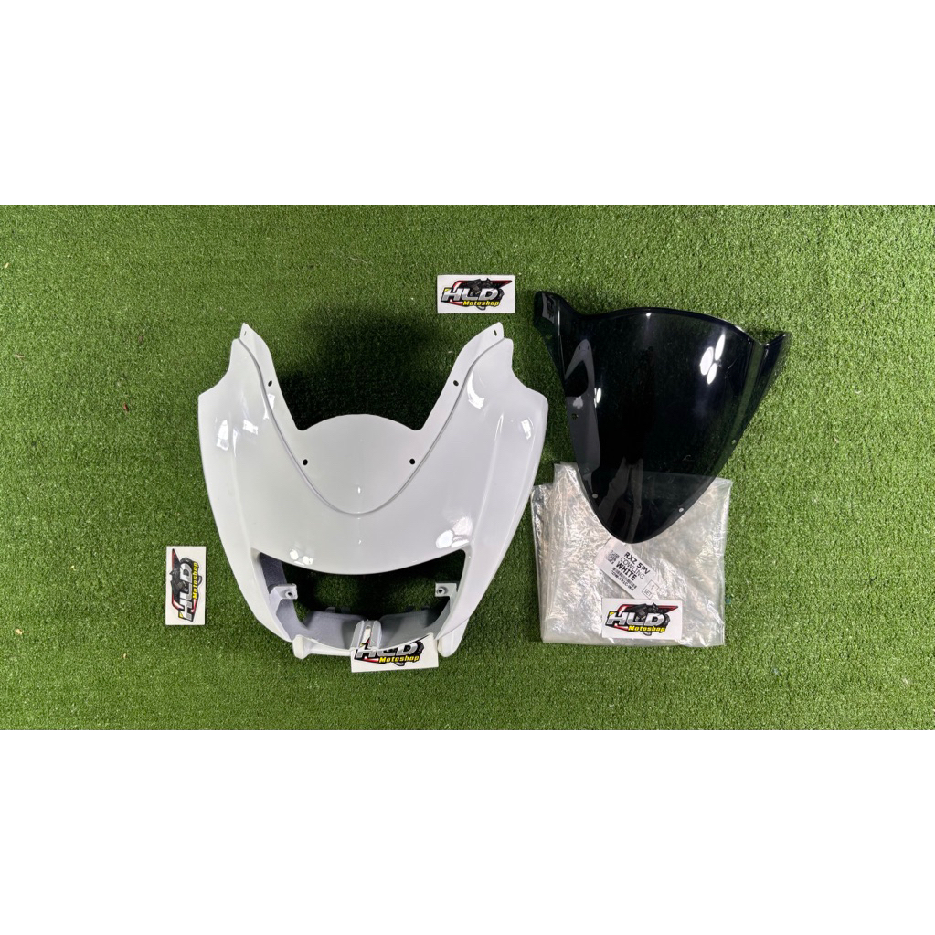 Batok Kerodong Depan SET Visor Yamaha RX-Z Baru RXZ Catalyzer Warna PUTIH Import Malaysia