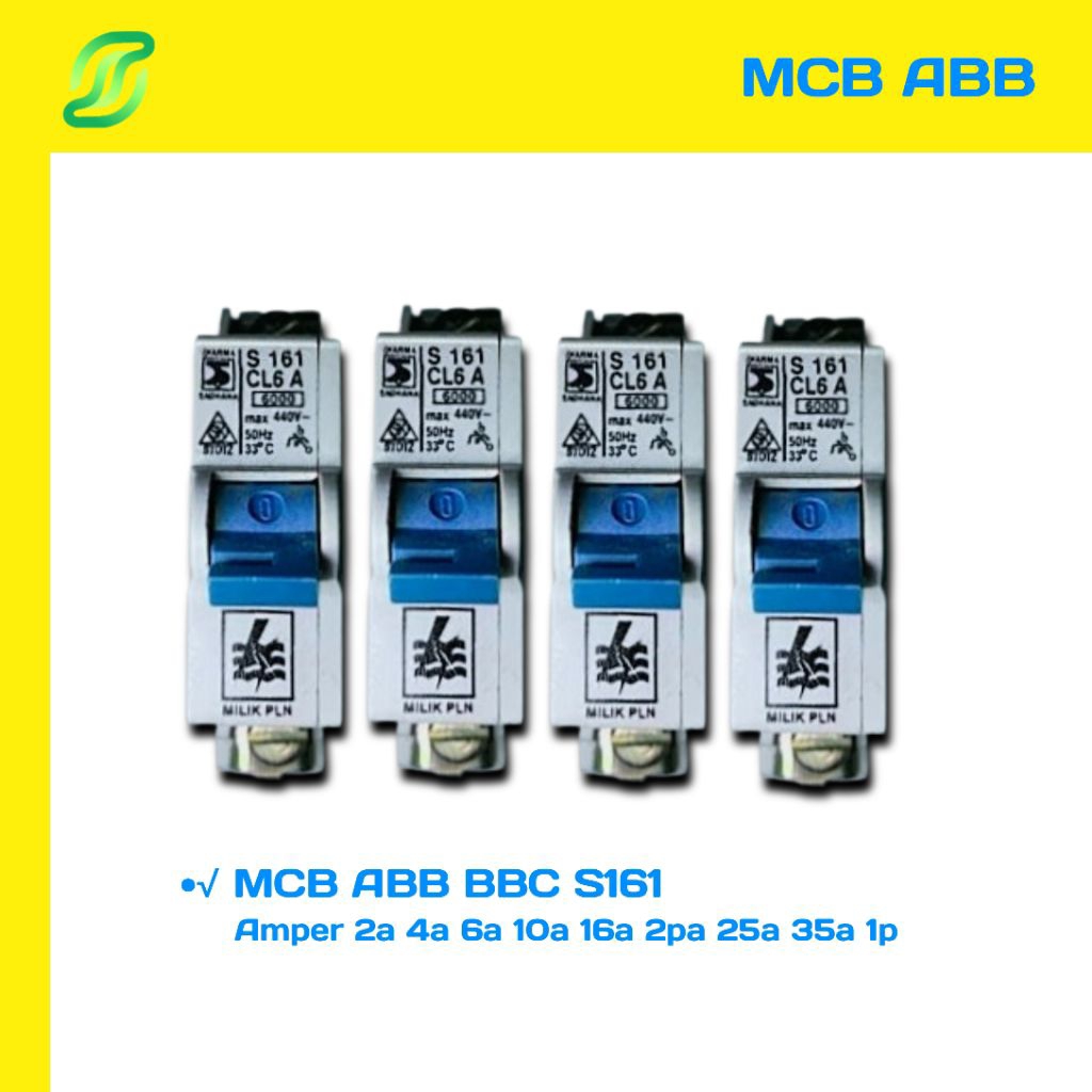 MCB ABB BBC PLN S161 1p 2a 4a 6a 10 16a