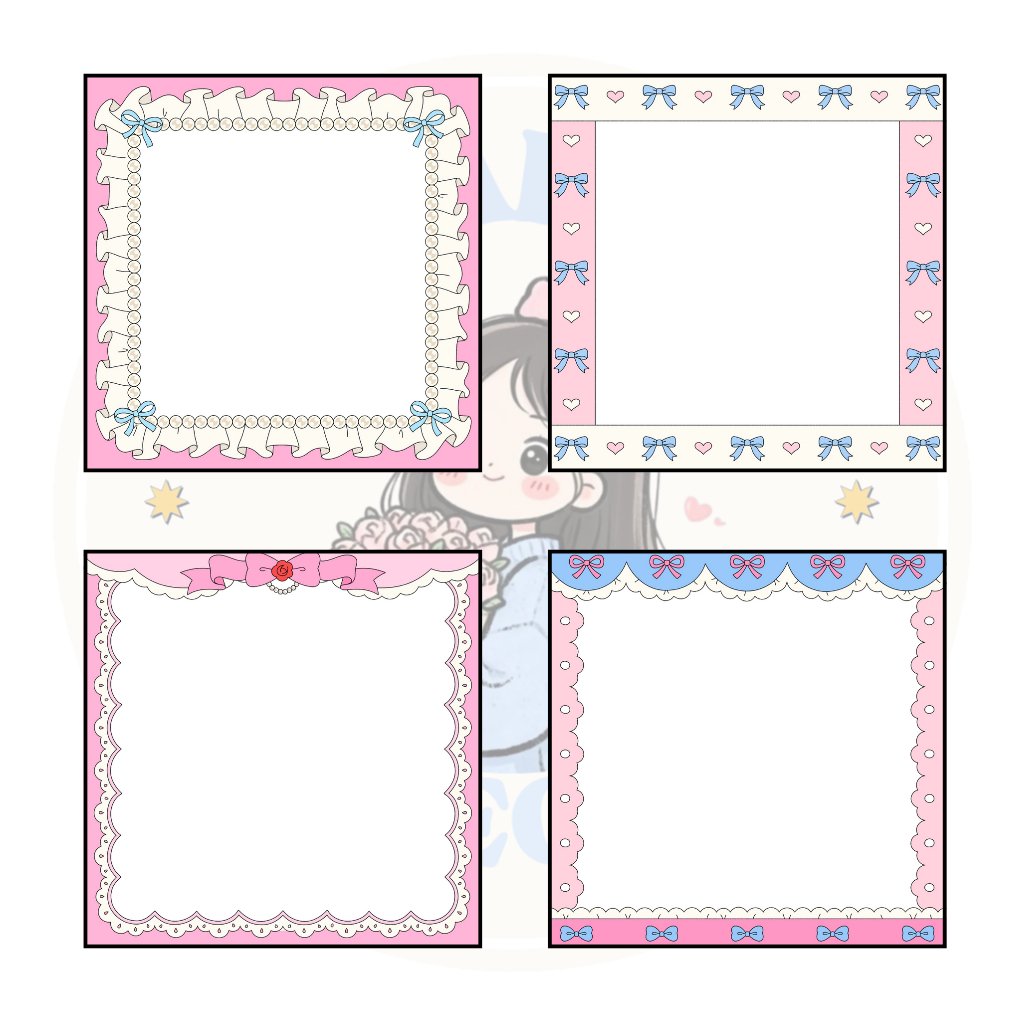 [Part 4] Sticky Note Coquette Aesthetic Cute Kawaii Vintage Pastel Motif Ruffle Ribbon Love|sticky n