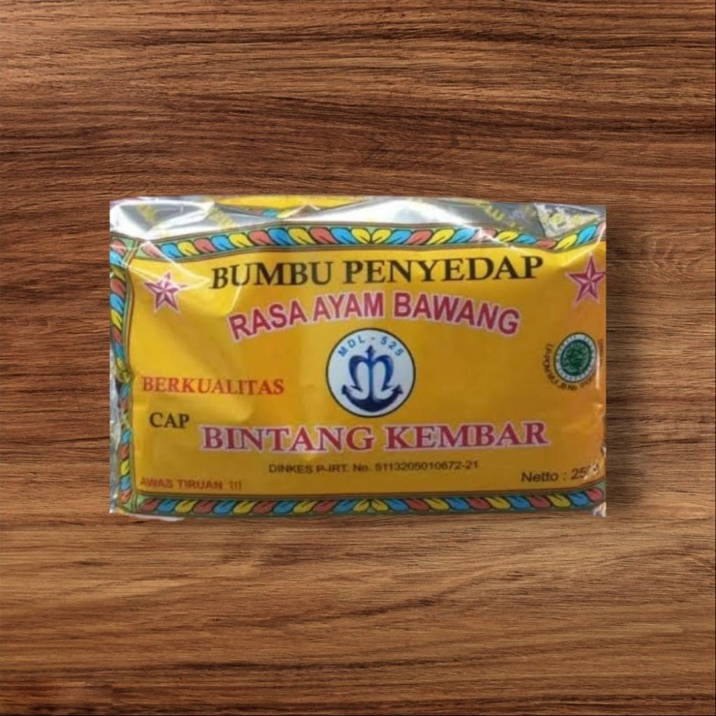 

Bumbu penyedap rasa ayam bawang bintang kembar berat 25 gr