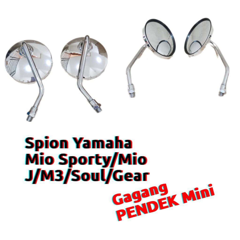 Kaca Spion Pendek Bulat CHROME motor Mio smile/Mio j/Mio soul/Mio m3/Mio Gear (Drat YAMAHA) Ukuran M