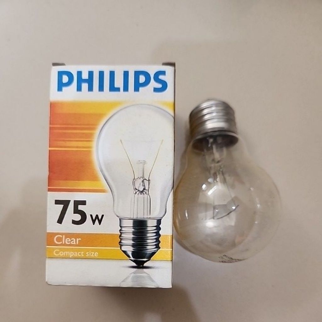 LAMPU BOHLAM PIJAR CLEAR  PHILIPS 75W KUNING