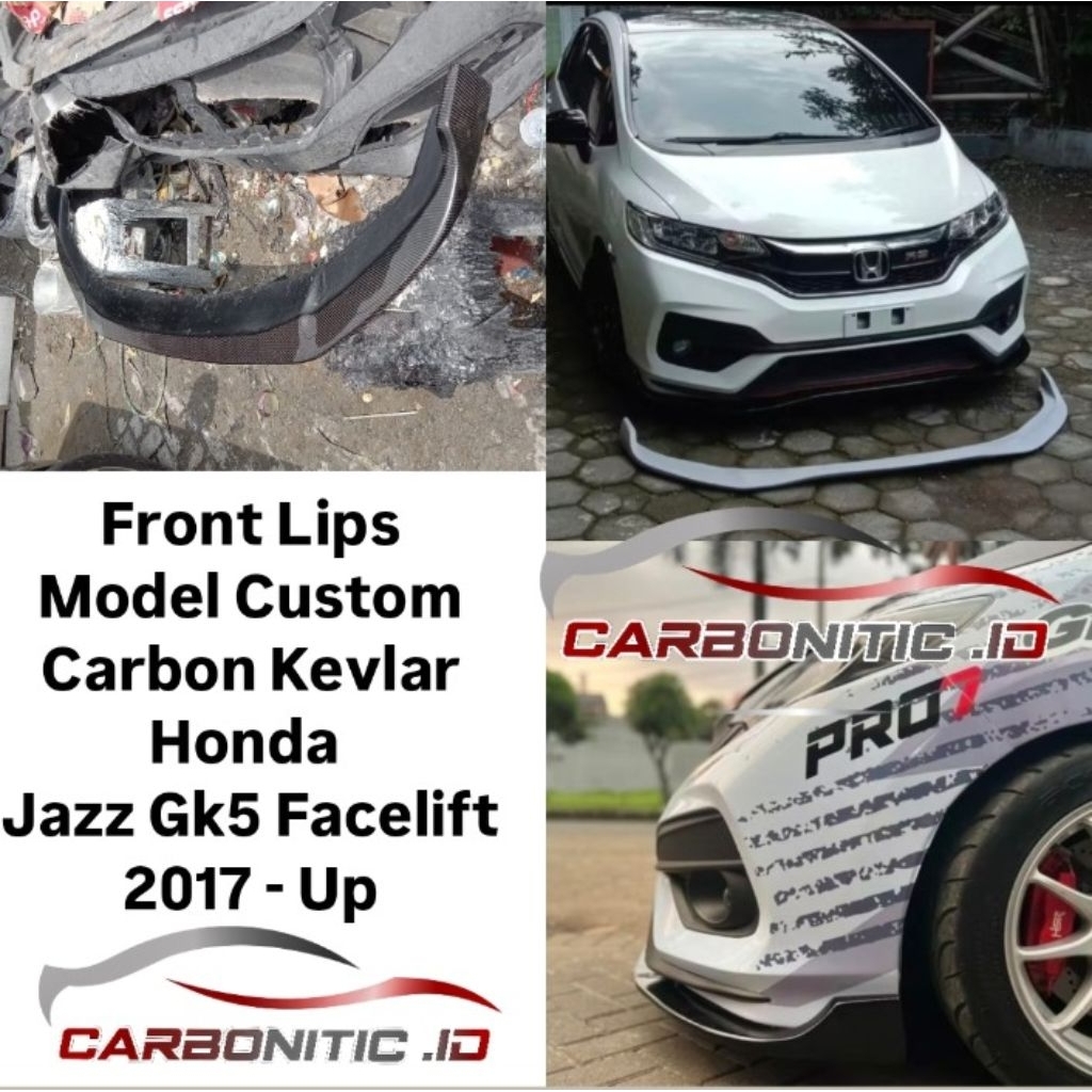 Front Lips Thailook Honda Jazz Gk5 Facelift 2017 - 2020 Carbon Kevlar / Black Glossy / Doff