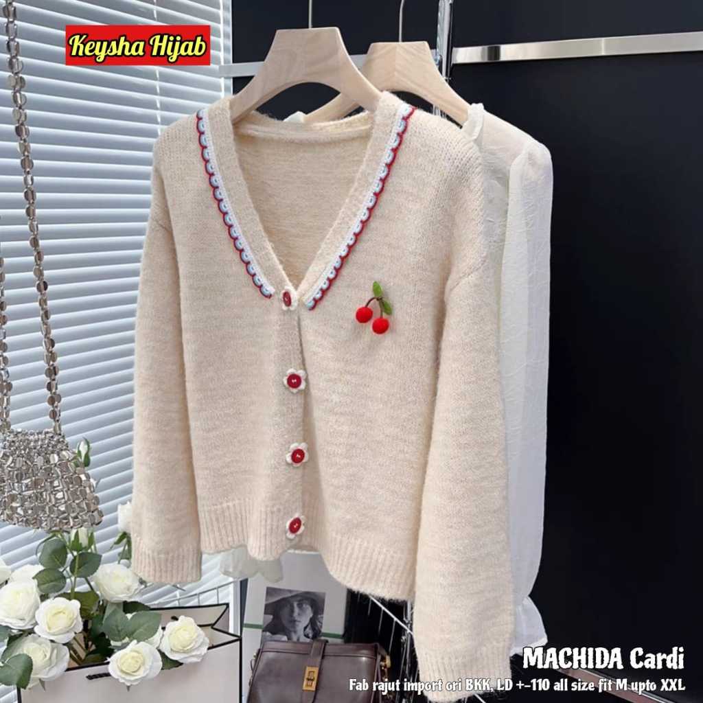 Machica cardi wanita jumbo ld 110 rajut ori bkk cardigan atasan sweater polos adem premium 2025