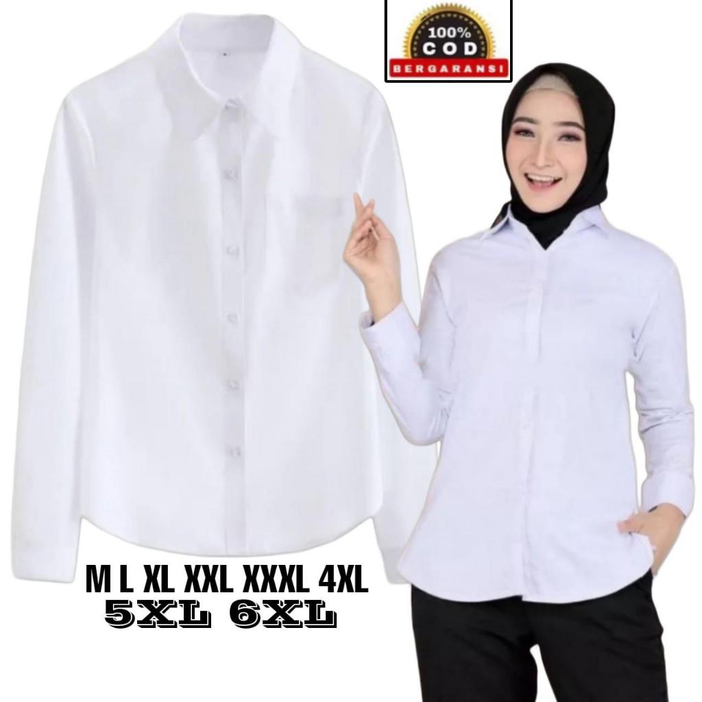 Kemeja Putih Wanita - Kemeja Polos Putih Wanita - Kemeja Kerja wanita - Kemeja Putih Lengan Panjang 