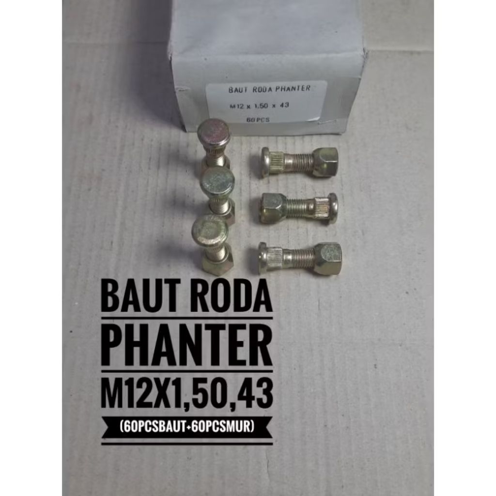 baut roda mobil phanter 12x1,5x43(60set)kunci 19