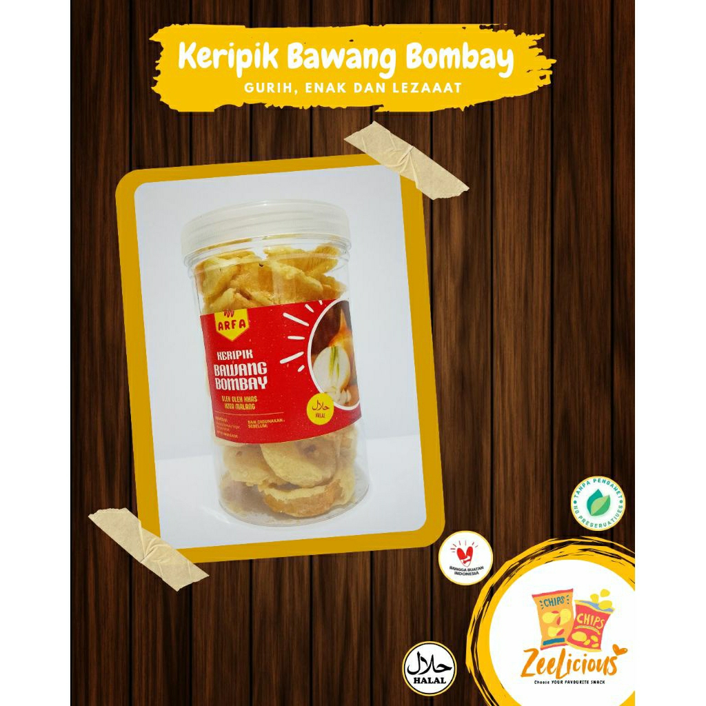 

[Oleh-oleh khas Malang-Batu] Keripik Sayur Bawang Bombay Kemasan Toples || Onion Chips Jar 650gr - 1000ml