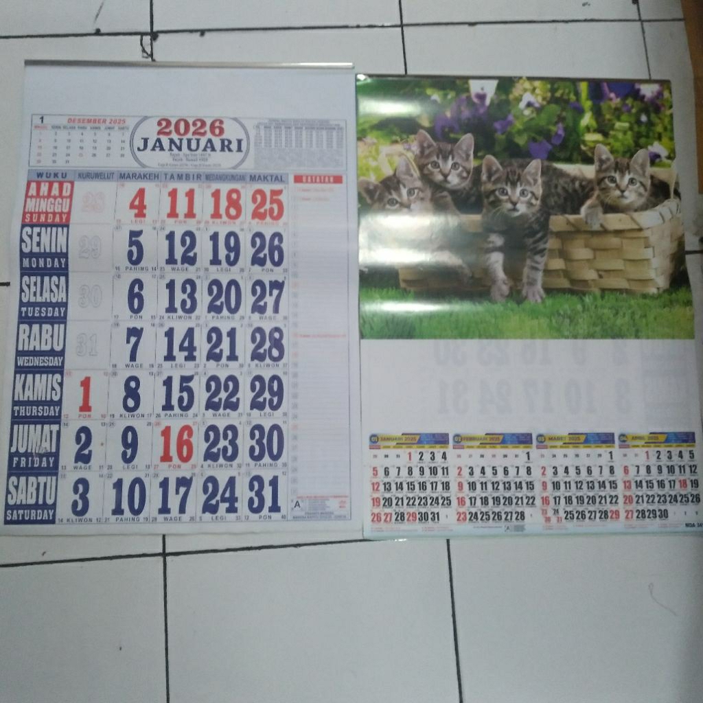 

KALENDER DINDING 2026 UKURAN 38CM KERTAS ART PAPER ( DAUR ULANG 2025)