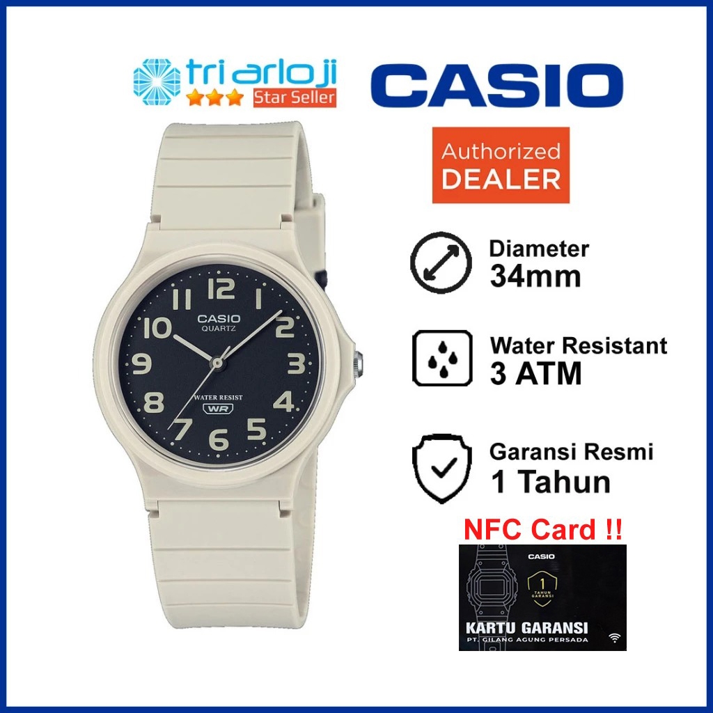 CASIO MQ-24UC-8BDF Jam Tangan Analog Unisex Simple Rubber Cream MQ24 MQ-24UC-8B