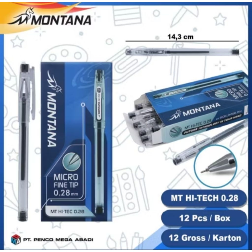 

BOLPOIN/PULPEN GEL HI-TECH 0.288mm MONTANA 1 PACK ISI 12 PCS
