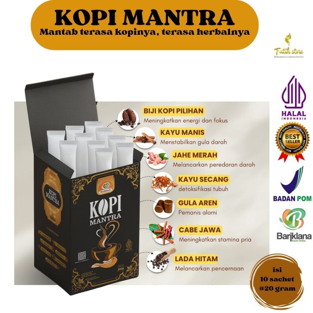 

Kopi Mantra – Kopi Herbal Rempah untuk Pria & Wanita | Aman untuk Lambung | 10 Sct | BPOM Halal
