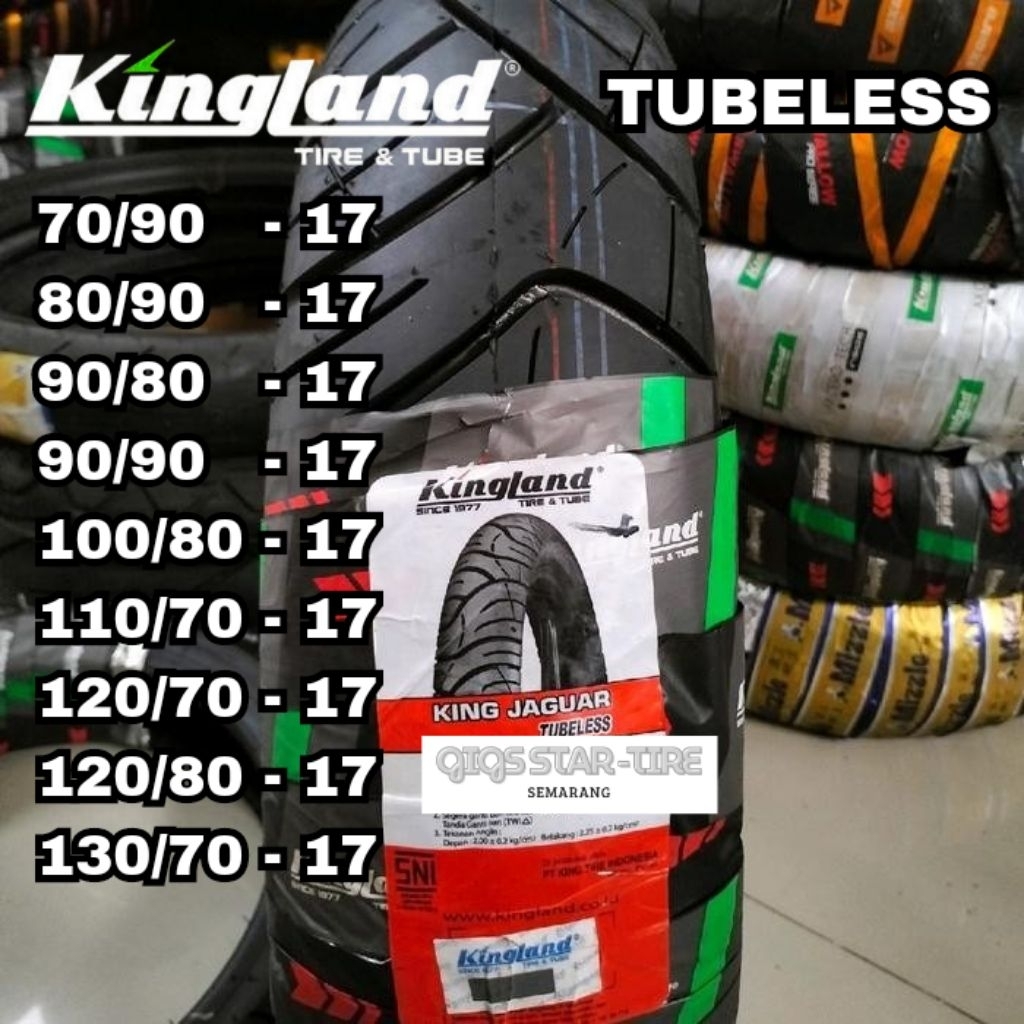 BAN MOTOR KINGLAND JAGUAR 130/70, 120/80, 120,70, 110/70, 100/80 RING 17 TUBELESS