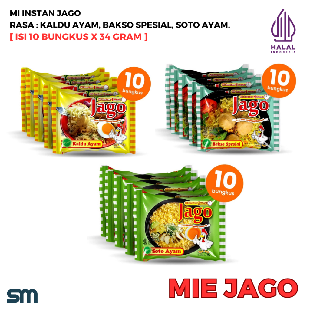 

MIE JAGO INSTAN 34 Gr Isi 10 Bgks & Dus