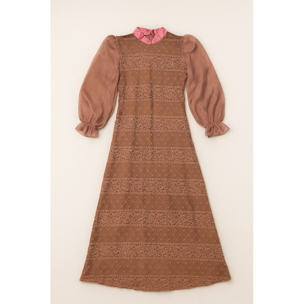 Dress gamis, pesta, kondangan full brukat premium mix organza new LD 100-110 panjang 145 busui